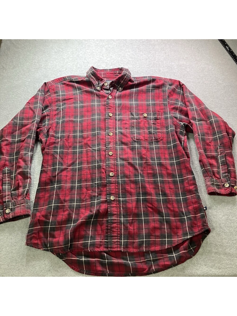 Moose Creek Men’s Long Sleeve Flannel Button Up Shirt Red Black White Size L